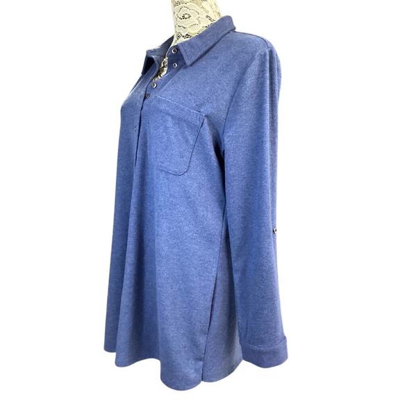 Soft sorrounding easy tunic long sleeve top sz L blue heather - Picture 5 of 6